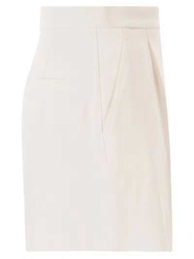Elisabetta Franchi White Shorts With Chain Detail On The Front And Front Concealed Closure In Viscose Stretch Woman