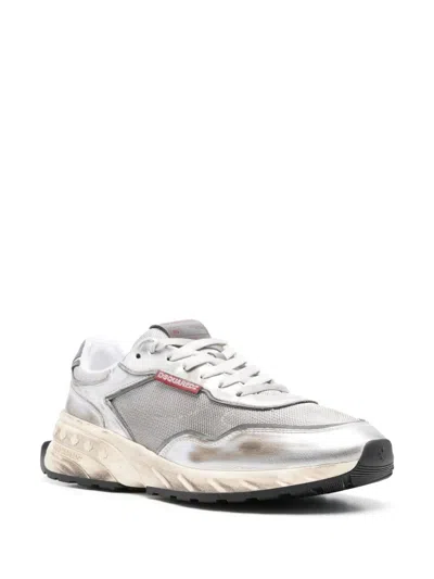 Dsquared2 Multicolor Sneakers With Textured Upper In Silver