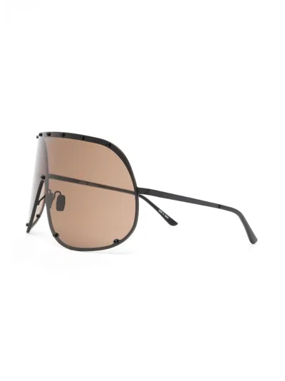 Rick Owens Oversized Shield-frame Sunglasses In Brown
