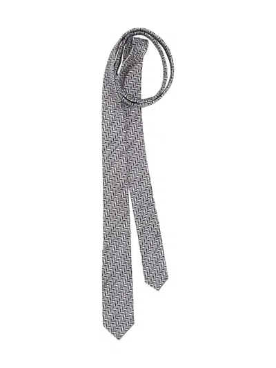Prada Embroidered Checked Stie In Gray