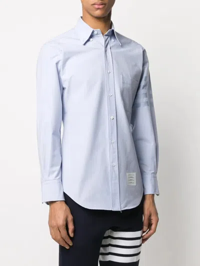 Thom Browne Straight Fit Cotton Oxford Button-down Shirt In Blue
