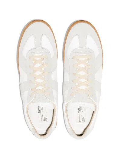 Maison Margiela Low-top Leather Sneakers With Contrasting Details In White