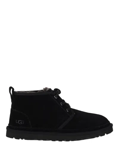 Ugg Suede Neumel Lace-up Boots In Black