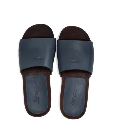 La Rose Studded Leather Clogs In Blue