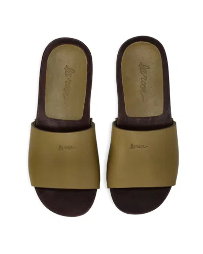 La Rose Studded Leather Clogs In Green