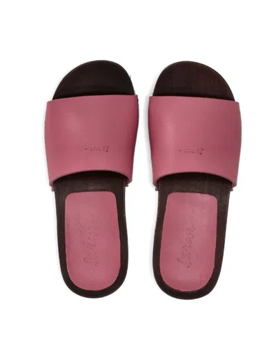 La Rose Leather Flat Sandals Open Toe Studs In Pink