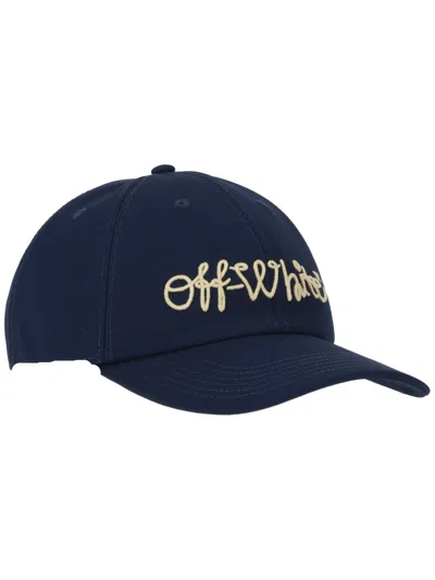 Off-white Off White Scrible Drill Baseball Cap Cyan Celeste In Blue