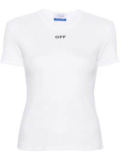 Off-white Off White Off Stamp Rib Basic Tee White Black In White