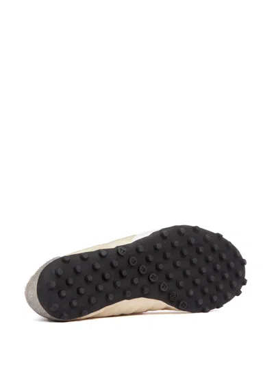 Maison Margiela Leather Lace-up Trainers Featuring Suede Accents In White