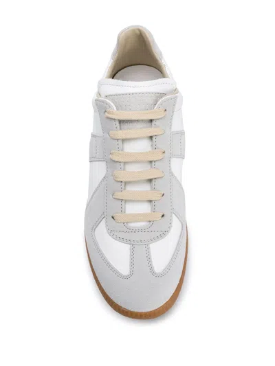 Maison Margiela Low-top Leather Sneakers With Contrasting Details In White