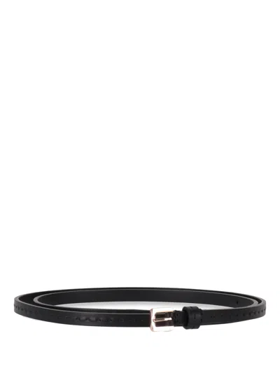 Max Mara Leather Logo Belt In Black