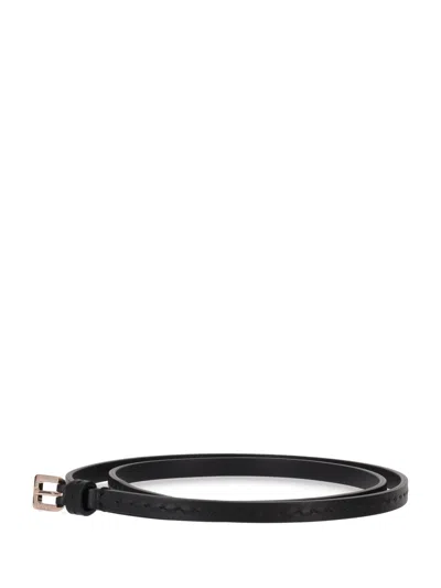 Max Mara Leather Logo Belt In Black