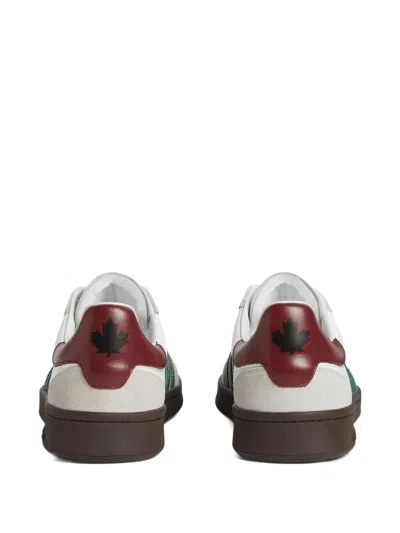 Dsquared2 White Leather Sneakers With Side Stripe Detailing In Multi