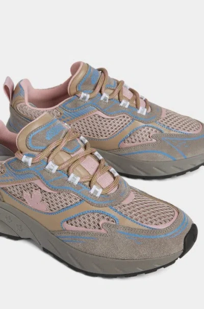 Dsquared2 Sprinter Suede-leather Mesh Sneakers In Gray