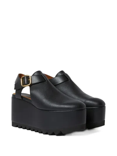 Stella Mccartney Elyse Closed-toe T-bar Platform Sandal In Black