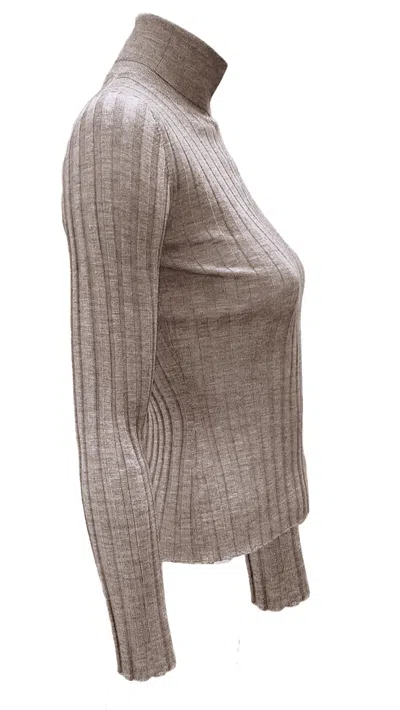 La Rose Gerippter Rollkragenpullover In Brown