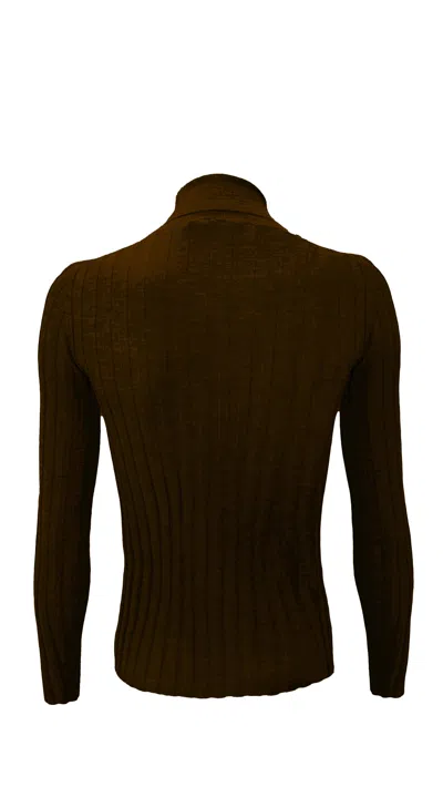La Rose Cashmere Silk Ribbed Turtleneck Long Sleeve In Brown