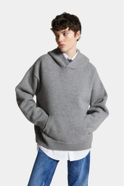 Dsquared2 Grey Wool Hoodie In Gray