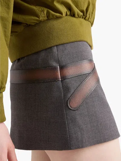 Prada Technical Wool Miniskirt In Gray