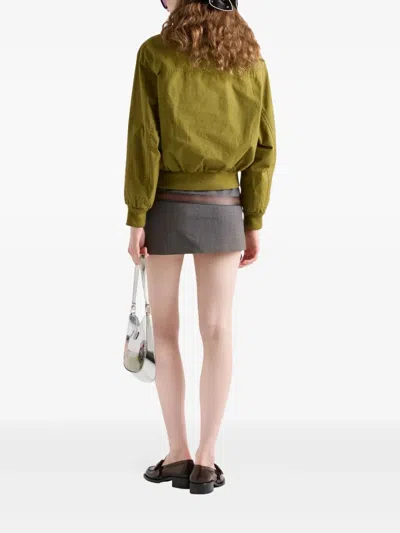Prada Technical Wool Miniskirt In Gray