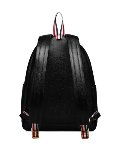 Thom Browne Rwb Stripe Pebbled Leather Backpack In Black