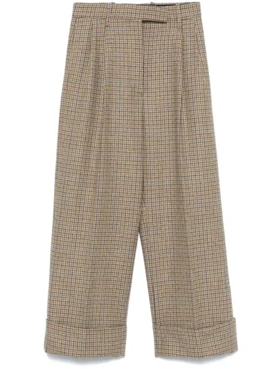 Thom Browne High Waisted Double Pleat Trouser In Gunclub Check Cheviot Tweed In Brown