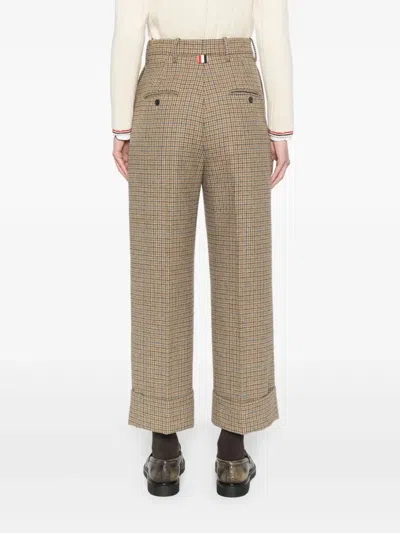 Thom Browne High Waisted Double Pleat Trouser In Gunclub Check Cheviot Tweed In Brown