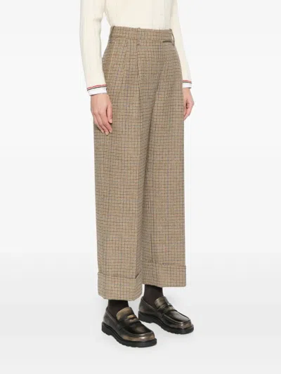 Thom Browne High Waisted Double Pleat Trouser In Gunclub Check Cheviot Tweed In Brown