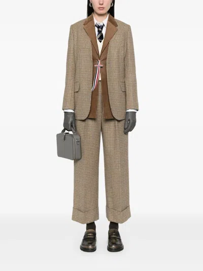 Thom Browne High Waisted Double Pleat Trouser In Gunclub Check Cheviot Tweed In Brown