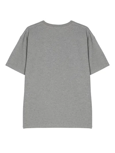 Saint Laurent Grey Crewneck T-shirt With Cassandre Embroidery In Cotton Man In Gray