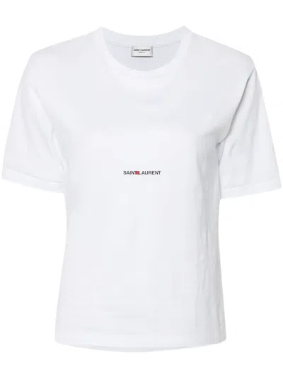 Saint Laurent Solid Basic T-shirts In White