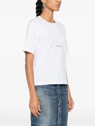 Saint Laurent Solid Basic T-shirts In White