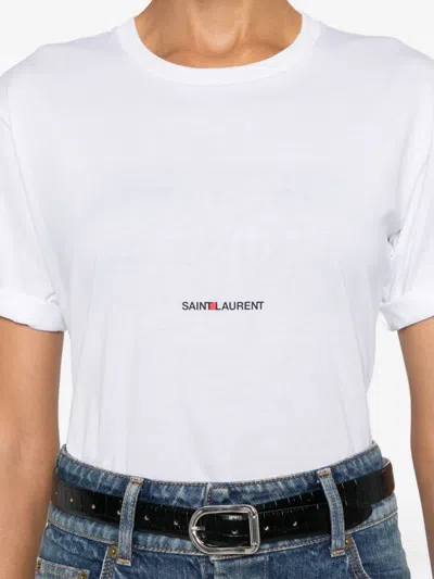 Saint Laurent Solid Basic T-shirts In White