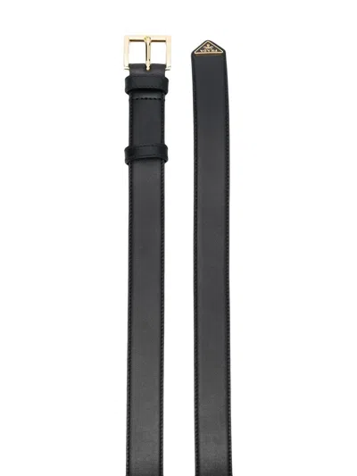 Prada Black Classic Logo Belt In Black