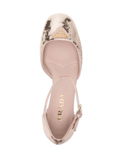 Prada Pink Sequined Pumps In Pink