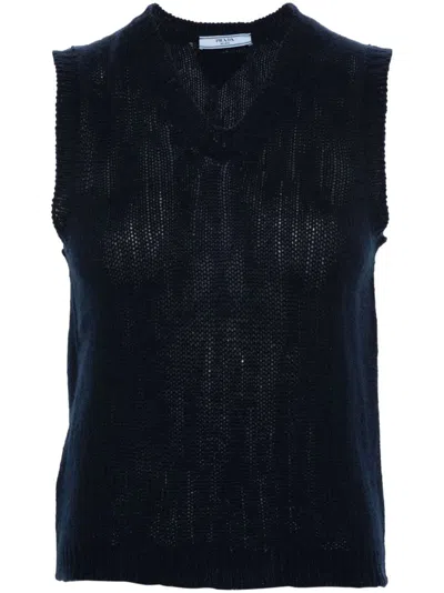 Prada Blue Cashmere Vest In Blue