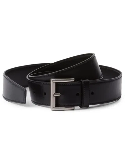 Prada Womens Black Logo-engraved Smooth Leather Belt In Black