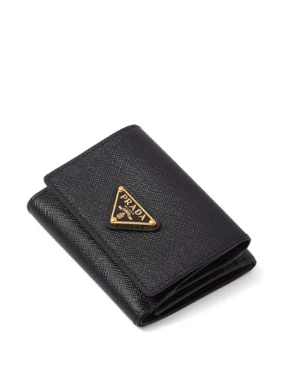 Prada Saffiano Small Leather Wallet In Black