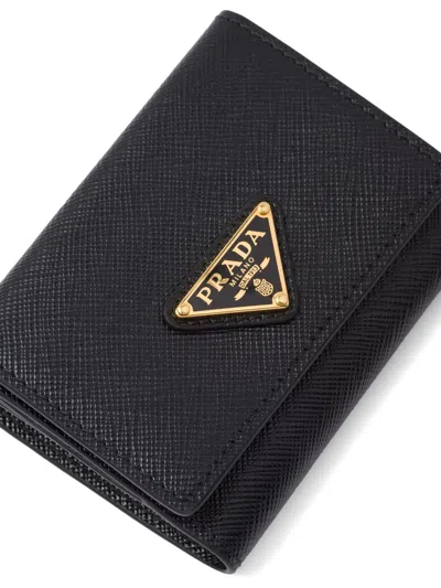 Prada Saffiano Small Leather Wallet In Black
