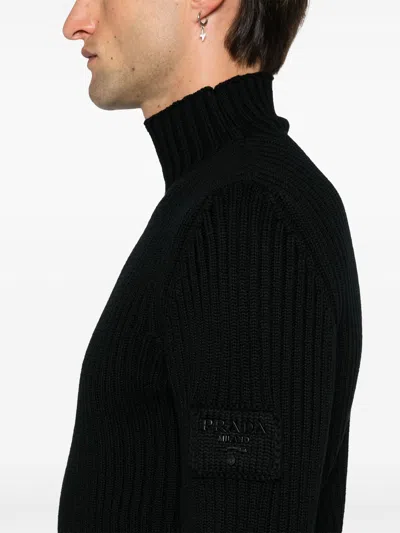 Prada Black Wool Sweater In Black