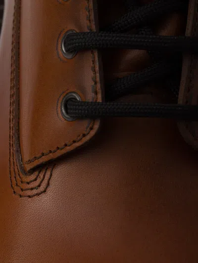 Prada Leather Work Boots In Brown