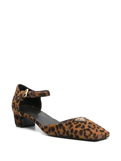 Prada 45 Leopard Print Pumps In Multi