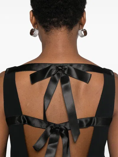 Prada Bow Detailing Crepe Mini Dress In Black