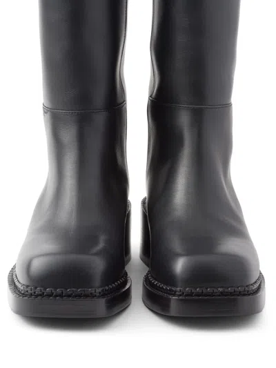 Prada Knee High 55mm Leather Boots In Black