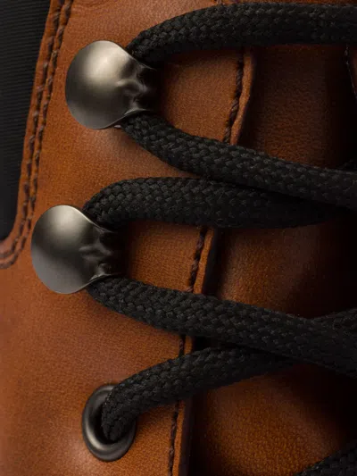 Prada Leather And Re-nylon Work Boots In Brown