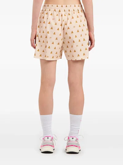 Palm Angels Soft Pink Monogram Shorts In Neutral