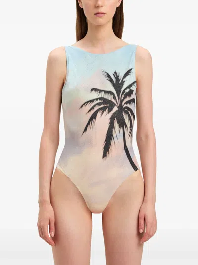 Palm Angels Sunrise Palm Swimsuit In Multi