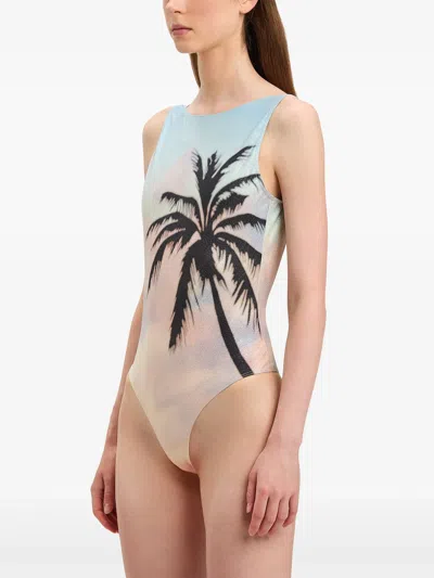 Palm Angels Sunrise Palm Swimsuit In Multi