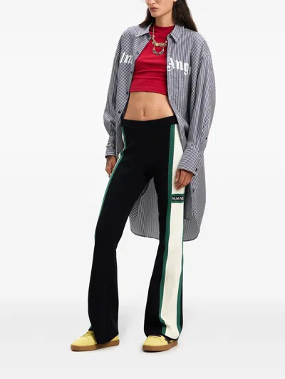 Palm Angels Striped Midi Dress In Blue