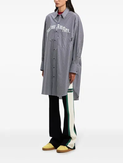 Palm Angels Striped Midi Dress In Blue